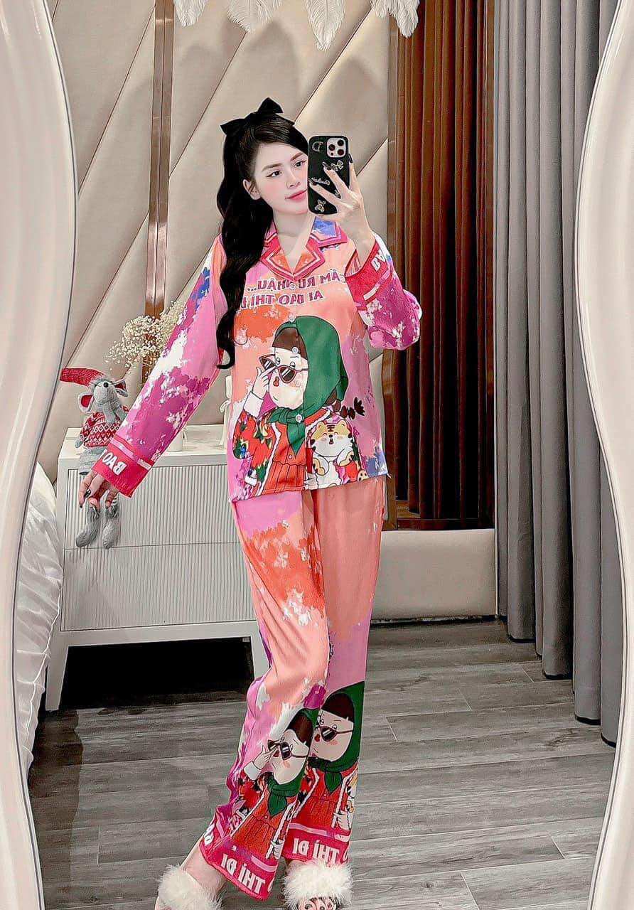 Bộ lụa xước hot trend, tay dài quần dài