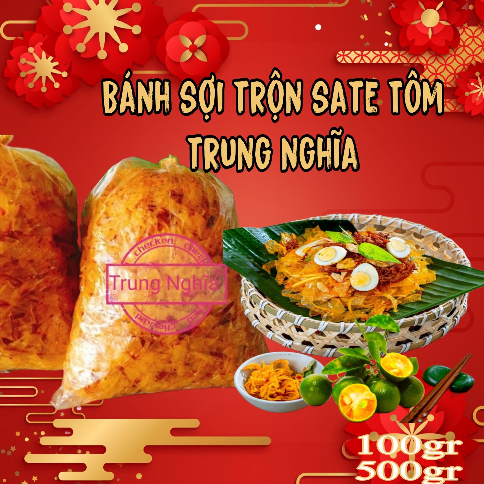 Combo 50 bánh tráng sợi trộn sate 100g trung nghĩa