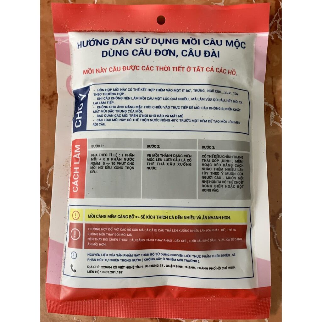 Mồi câu cá chuyên chép Mộc Đỏ - Mồi Câu Cá Sạch