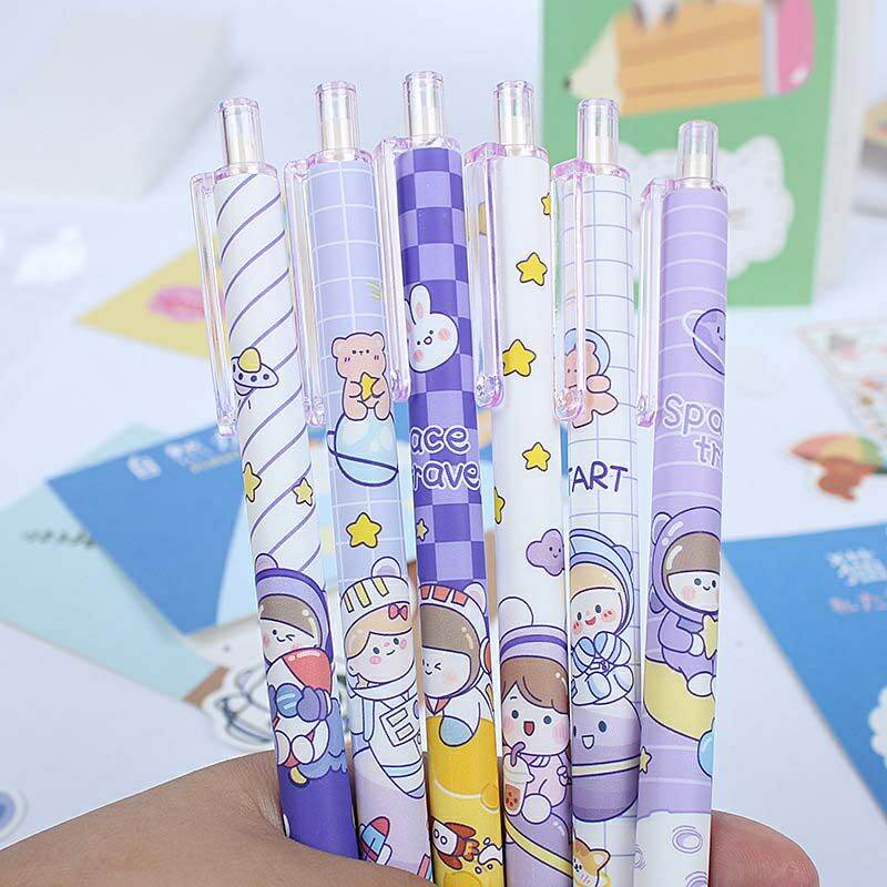 🍓 Bút bi bấm mực nước gel đen xanh đỏ ngòi 0.5mm hình phi hành gia tím dễ thương cute #A2801