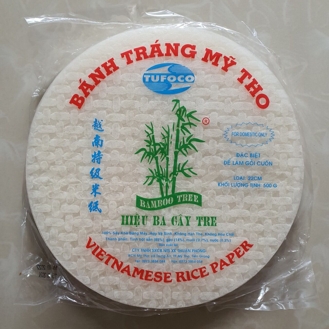 10 gói bánh tráng gỏi cuốn Ba Cây Tre 22cm tròn nội địa 500g