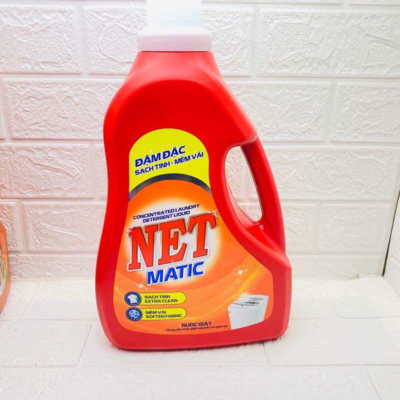 Nước giặt đậm đặc net matic can 3,3kg/3,6kg đủ màu