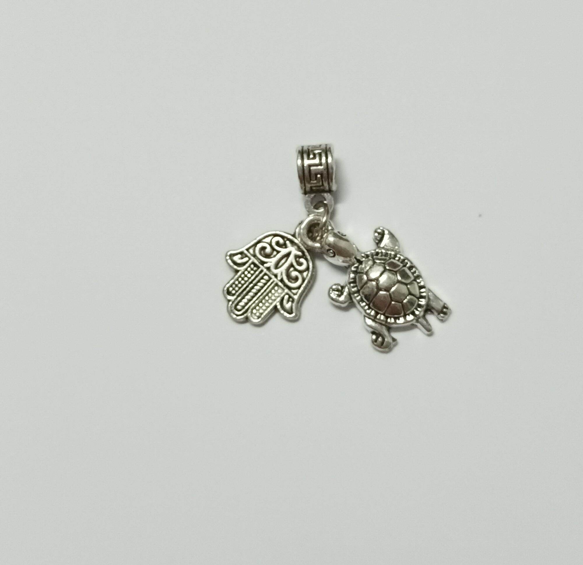 Charm Rùa Kiên Trì Học Tập ống lùa bạc thái làm vòng
