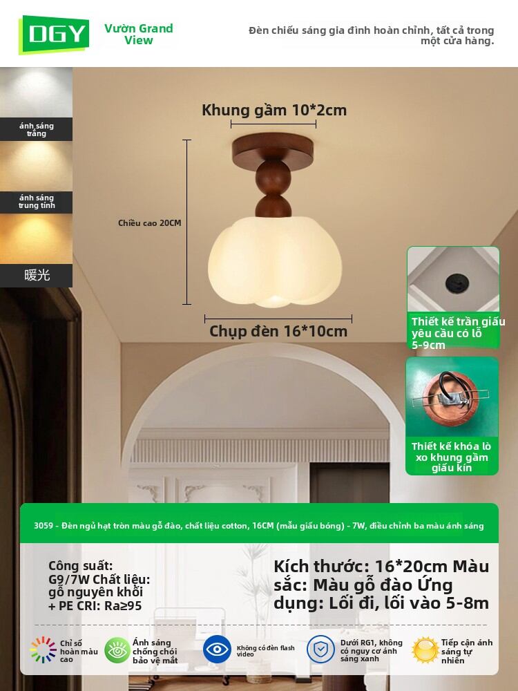 DGY | Đèn Trần Phong Cách Gỗ Tự Nhiên Retro