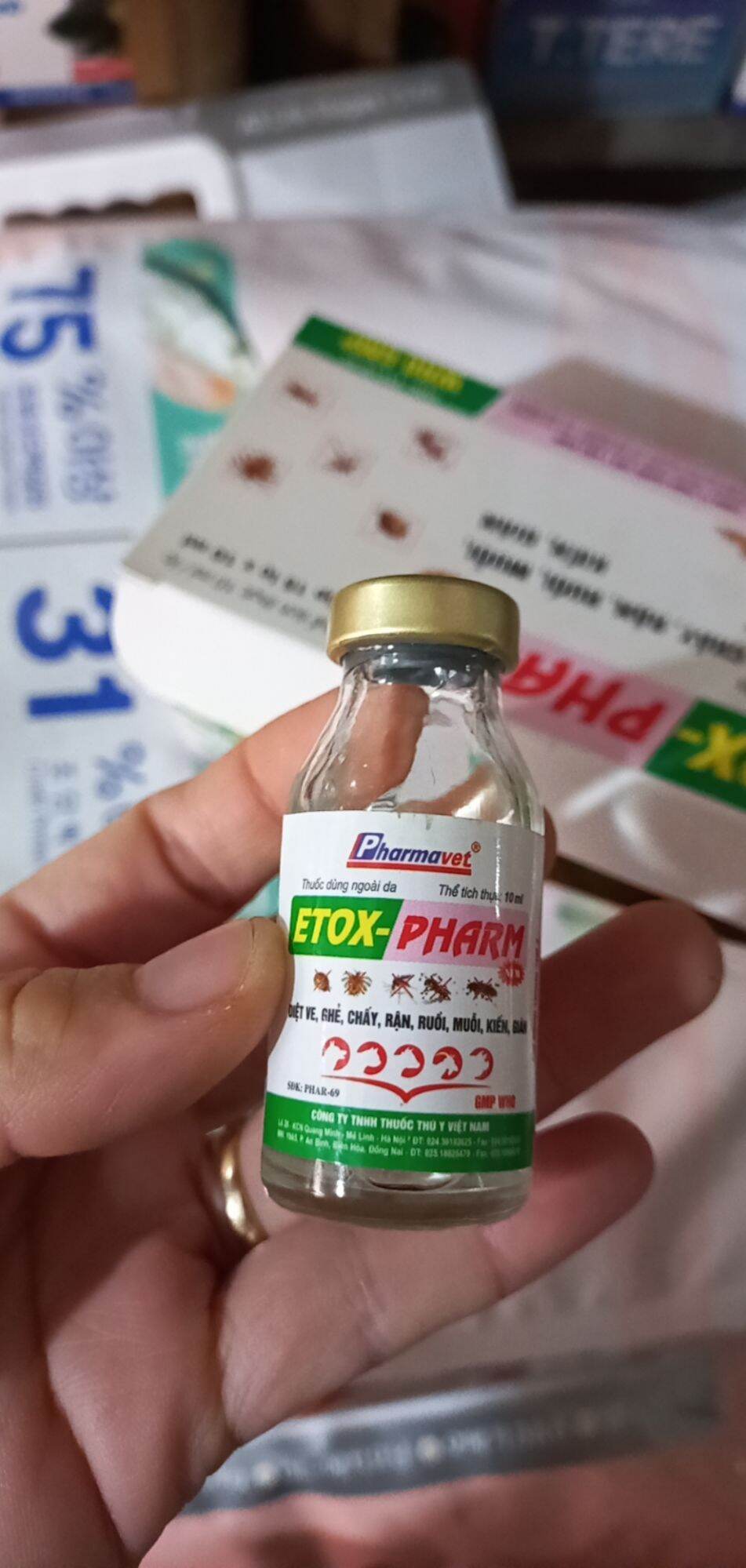 Etox pharm 10ml dung dịch pha tắm, phun tri ve rận bọ chét