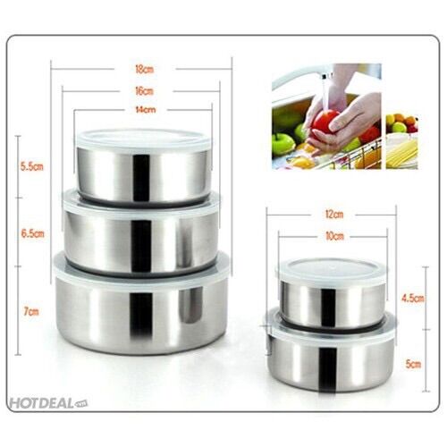 BỘ THỐ 5 MÓN INOX ĐỰNG THỰC PHẨM