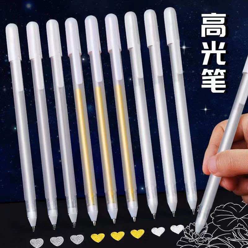 Sét 6 bút Highlight mực trắng ngòi 0.6