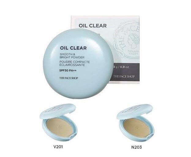 Phấn phủ nén kiềm dầu oil clear the face shop smooth bright blotting pact tfs spf30/pa++ 9g che khuyết điểm, thu nhỏ lổ chân lông, bền màu suốt cả ngày