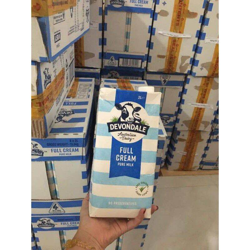Sữa tươi úc devondale full cream 2 lit thùng 6 hộp