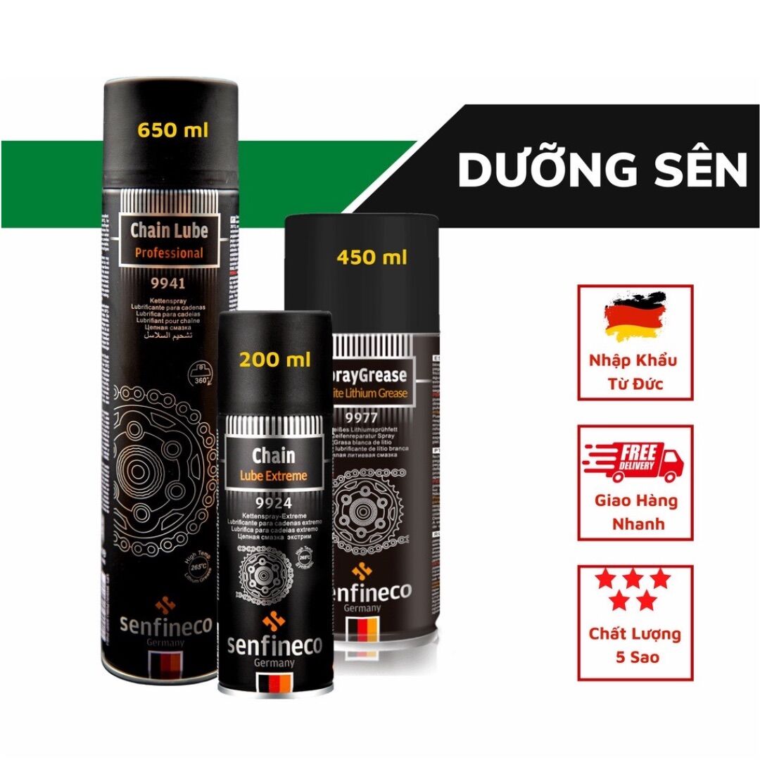 Xịt Dưỡng Sên Senfineco - Mỡ Bôi Trơn Không Văng Chịu Nhiệt Cao