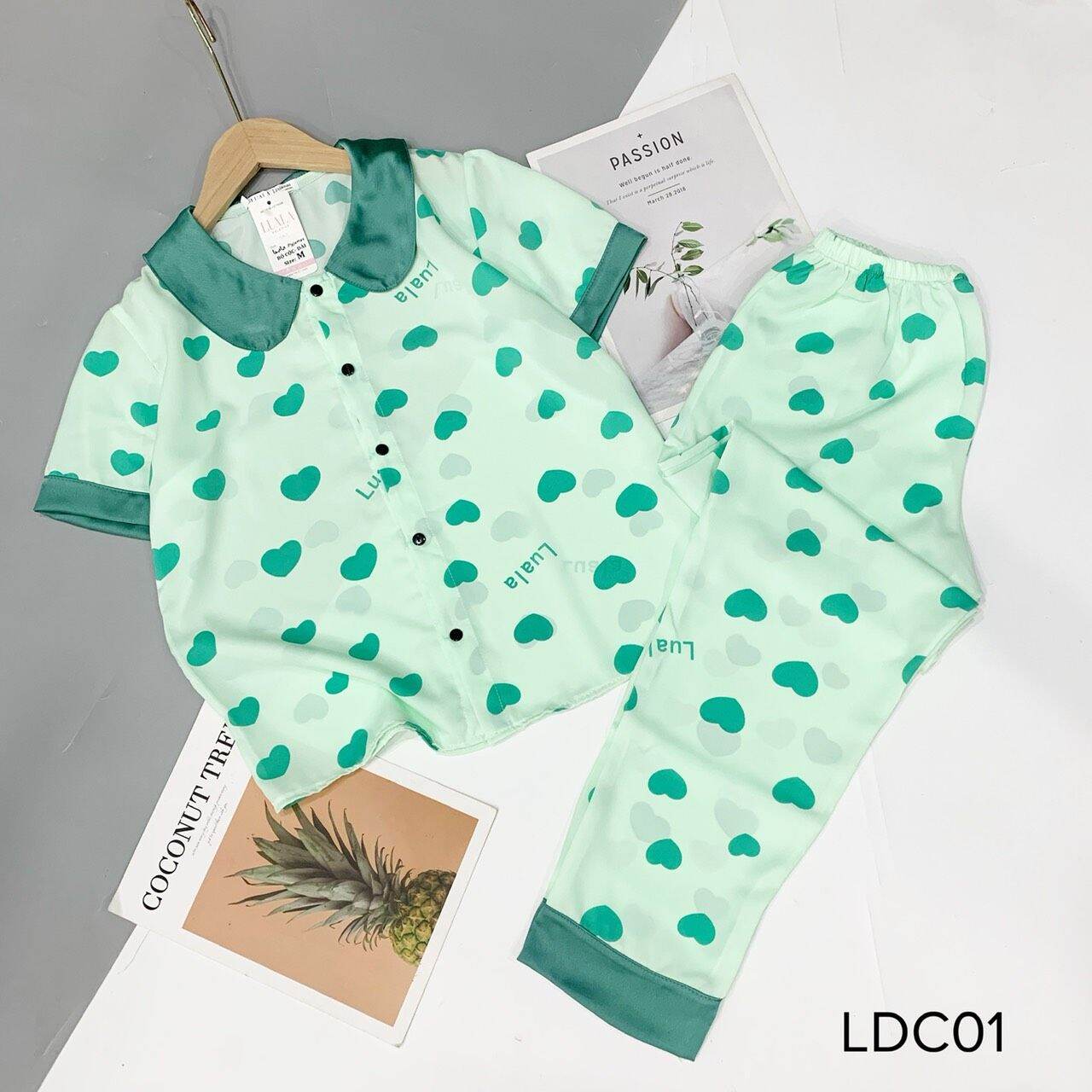 Bộ pijama lụa mango quần dài cao cấp có size