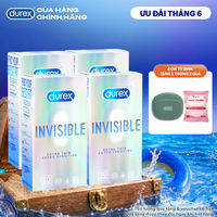 Bộ 4 hộp bao cao su Durex Invisible siêu mỏng, size 52mm, hộp 10 bao