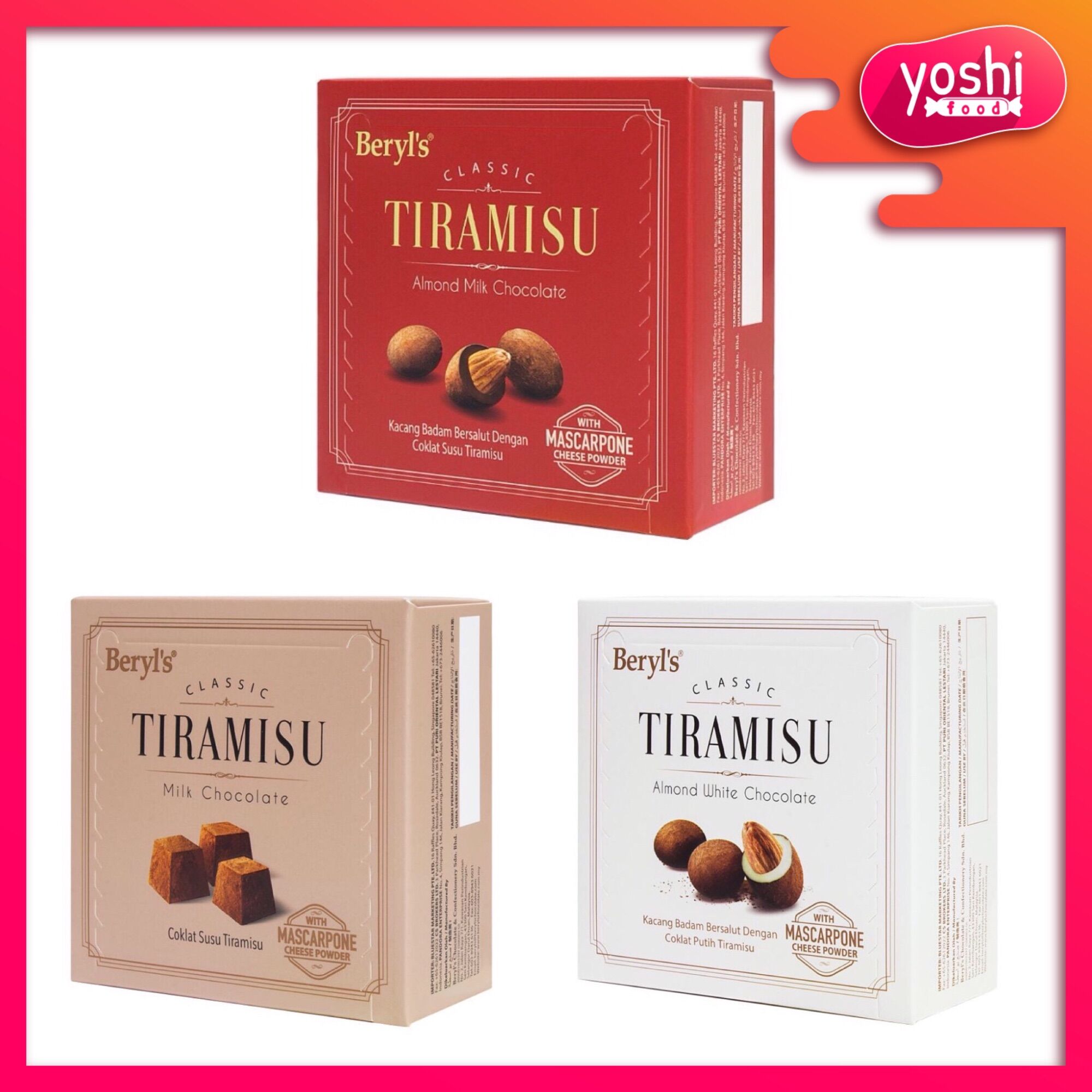 Socola Tiramisu Phủ Bột Phô Mai Classic Beryl's Malaysia Hộp 65gr