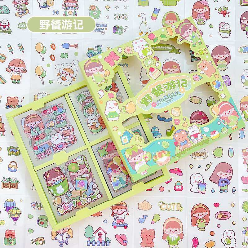 Hộp 100 tấm sticker nhãn dán trang trí MOMO