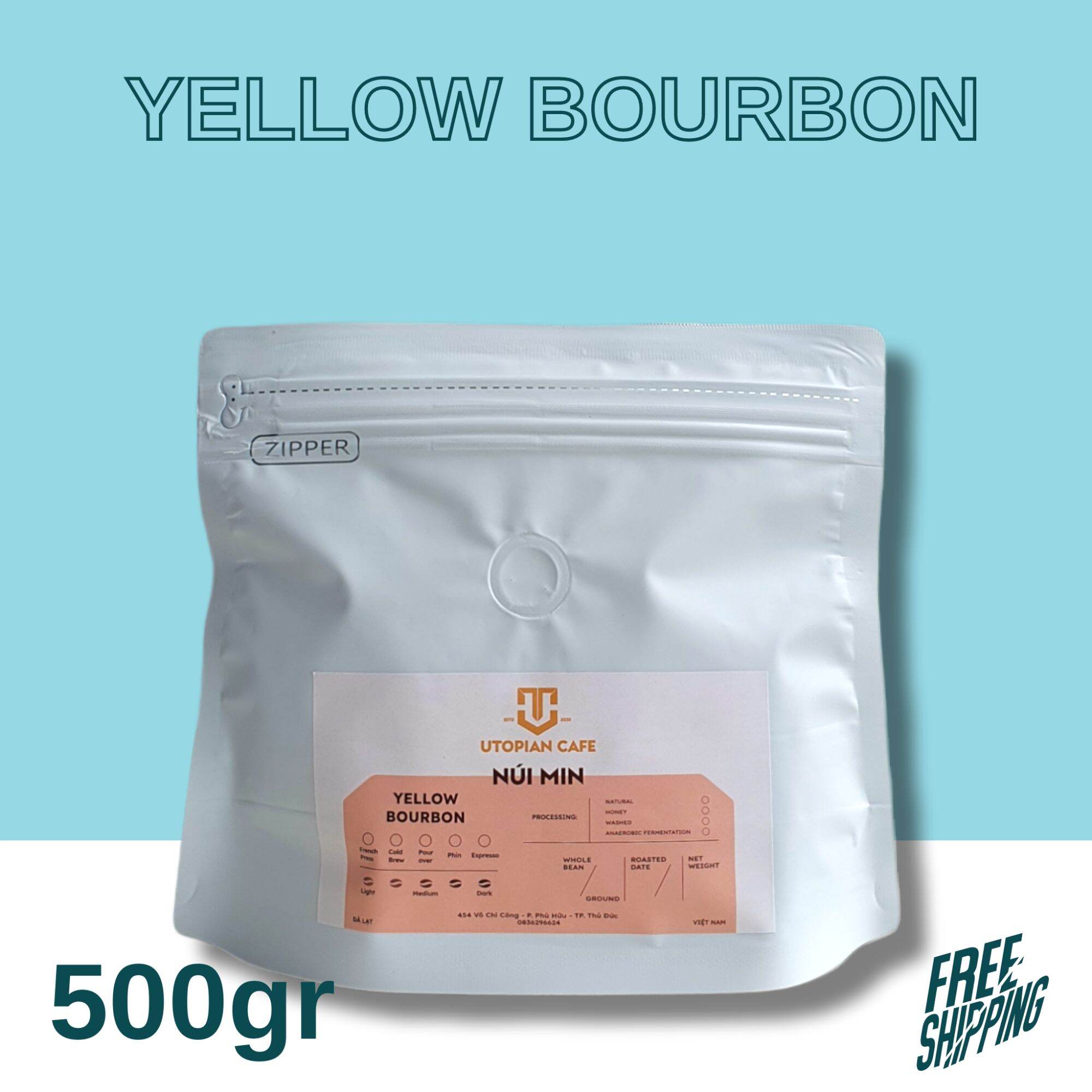 [HCM]500Gr- Cà Phê Arabica Yellow Bourbon Cầu Đất- Dòng cà phê đặc biệt dành cho Pour Over