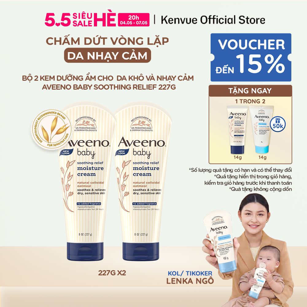 Bộ 2 Kem dưỡng ẩm cho da khô và nhạy cảm Aveeno soothing relief 227g