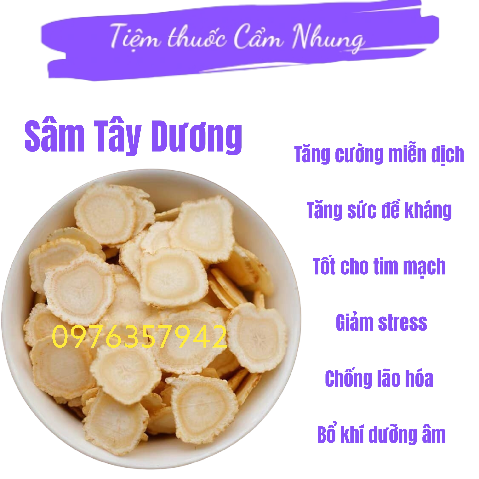 100gr sâm Tây Dương thái lát, pha trà, hầm canh đều rất ngon và bổ