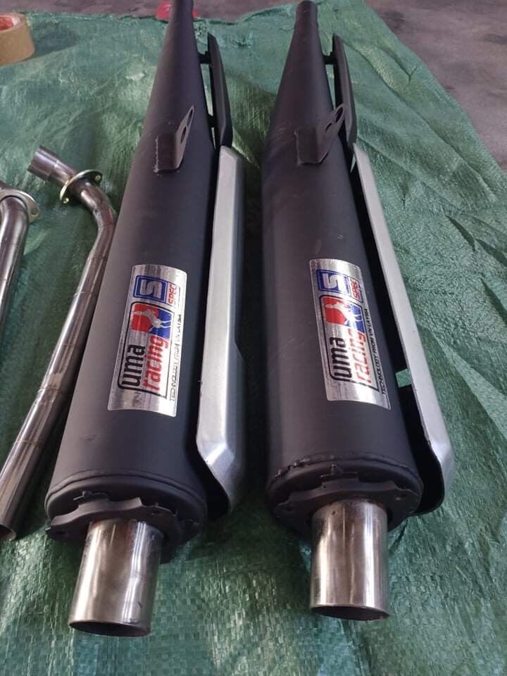 Pô Uma mỏ chu inox kèm ốp + cổ cho dòng xe Sirius , Ex 50cc