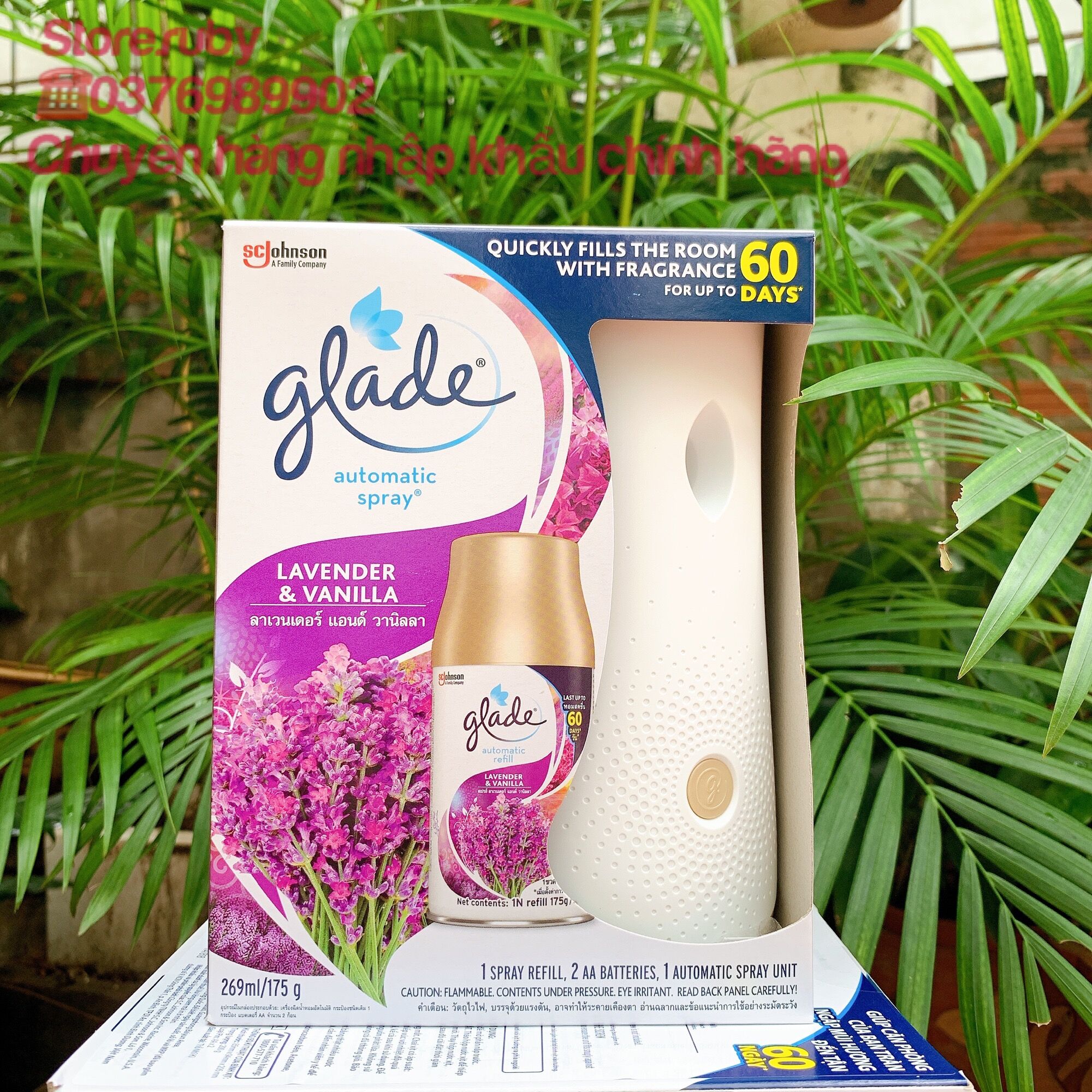 [Hàng Có Sẵn] Máy Xịt Thơm Phòng Lavender&vanilla Glade Tự Động 3in1 Hàng Chuẩn Thái Lan