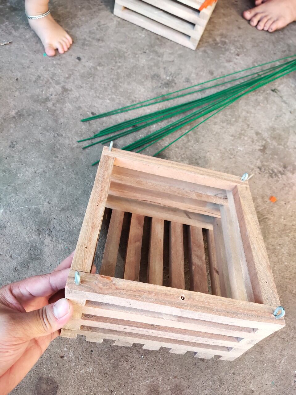 Combo 5 chậu gỗ trồng lan hình vuông 20x20cm