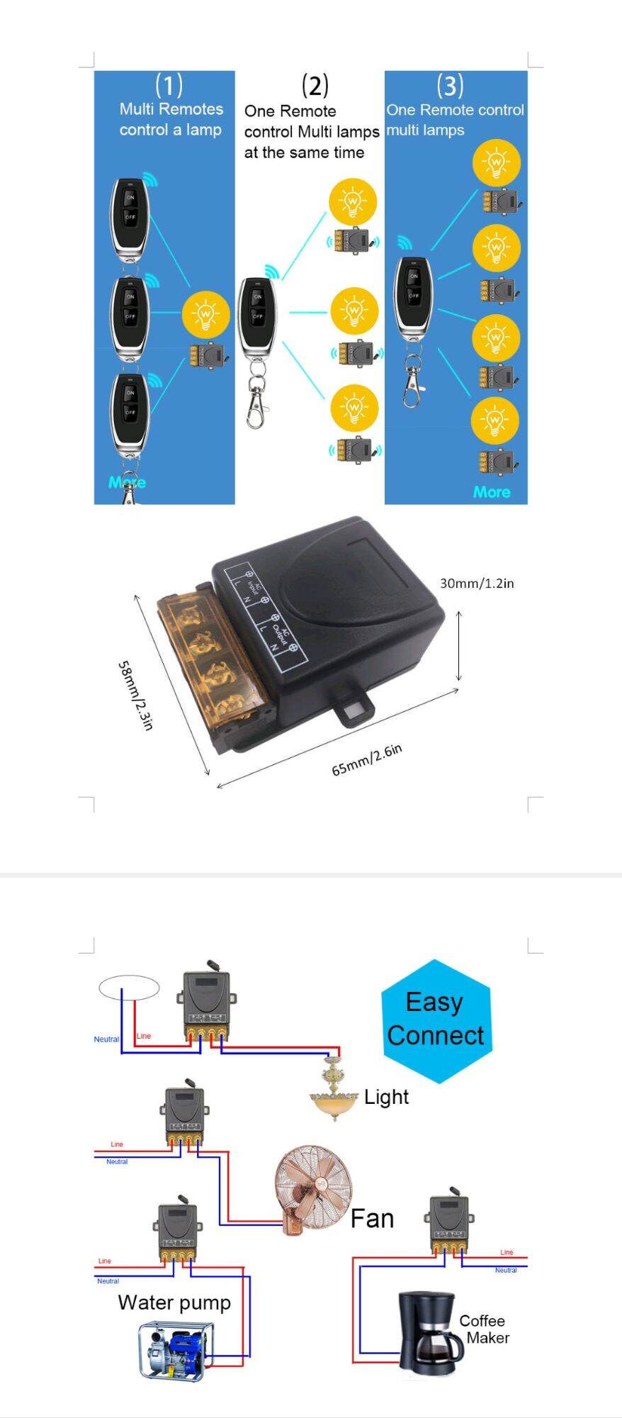 Công tắc điều khiển từ xa 220V-30A