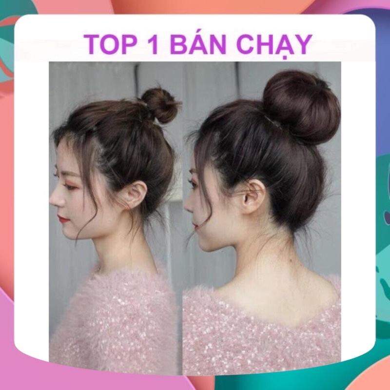 Tóc giả búi củ tỏi tròn đẹp