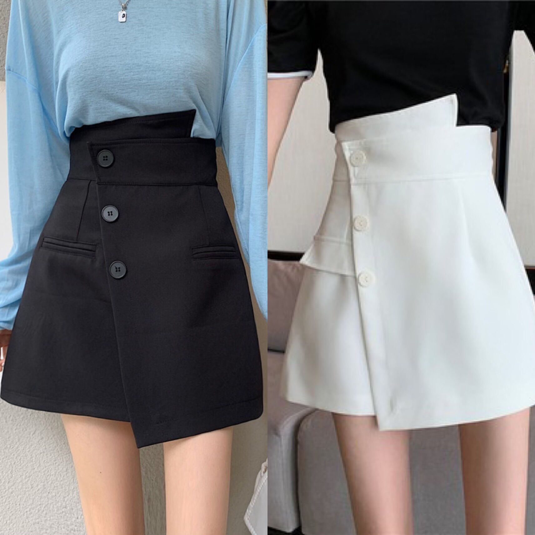 CHÂN VÁY CHÉO TÀ PHỐI NÚT XINH LT5