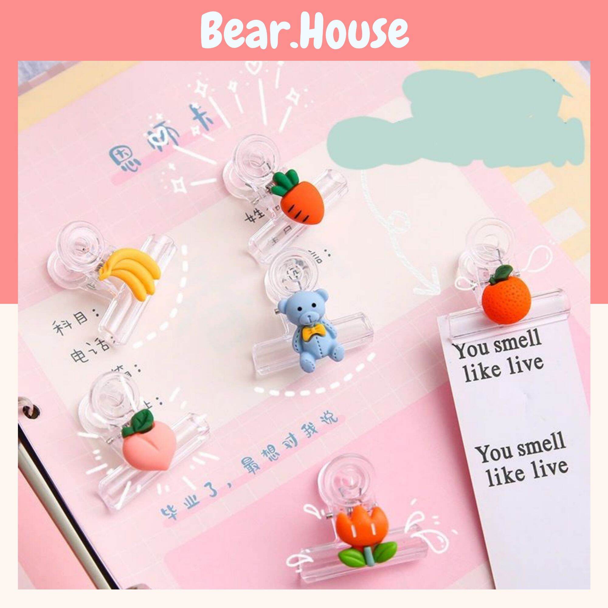 Kẹp giấy trong suốt có gắn icon dễ thương bear.house