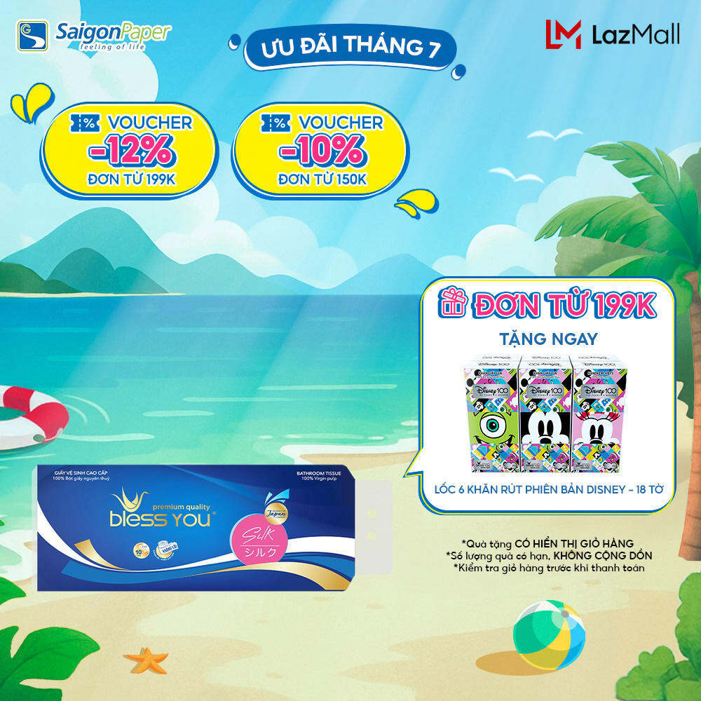 Giấy vệ sinh Bless You Silk 10 không lõi (Lốc 10 cuộn)