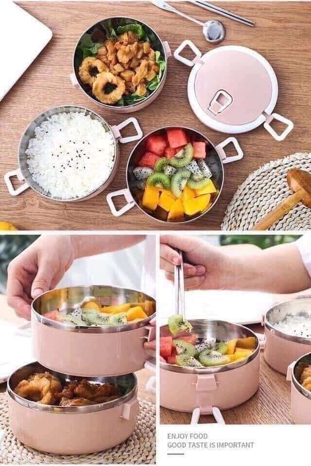Cặp lồng lúa mạch giữ nhiệt 4 tầng ruột inox  T.H shop