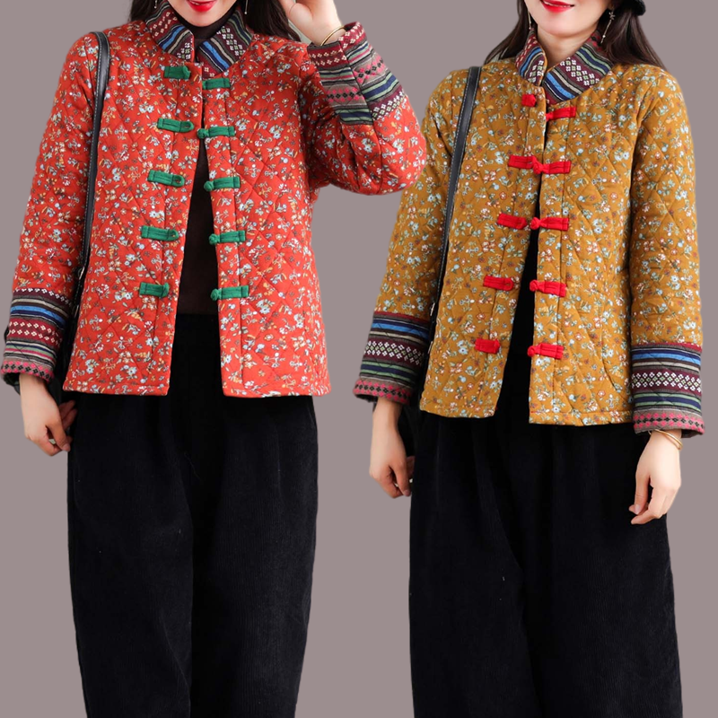 Áo Khoác Vải Lanh Cotton Mỏng Mùa Thu Đông Phong Cách Dân Tộc Cổ Điển Dành Cho Phụ Nữ Trung Niên Thường Ngày Có Nút Cài Ngắn