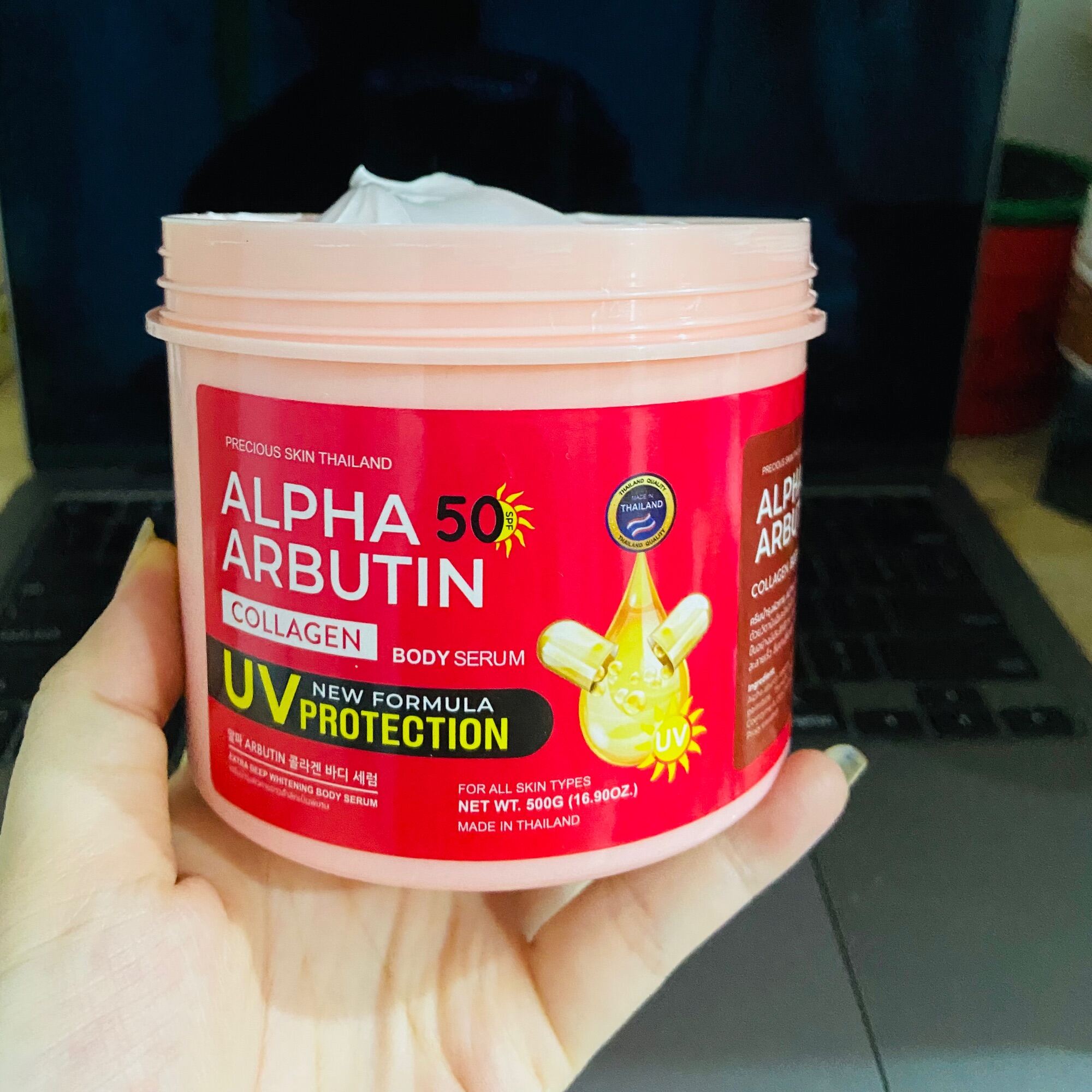 Kem dưỡng trắng chống nắng Alpha Arbutin New UV Serum Protection 500g Thái
