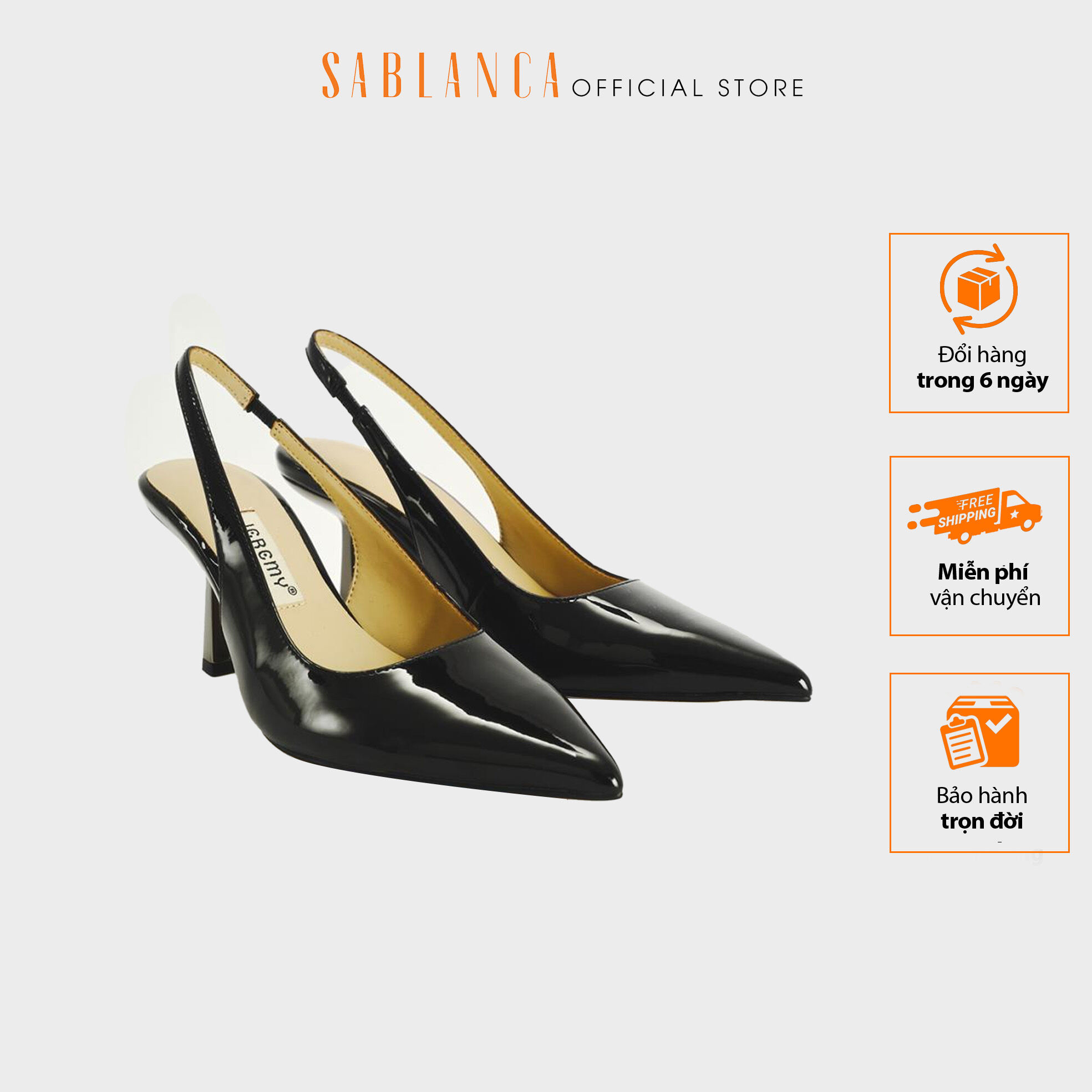 Giày cao gót 7cm mũi nhọn kiểu dáng đơn giản công sở cao cấp Helen Slingback Heels SABLANCA BN0010