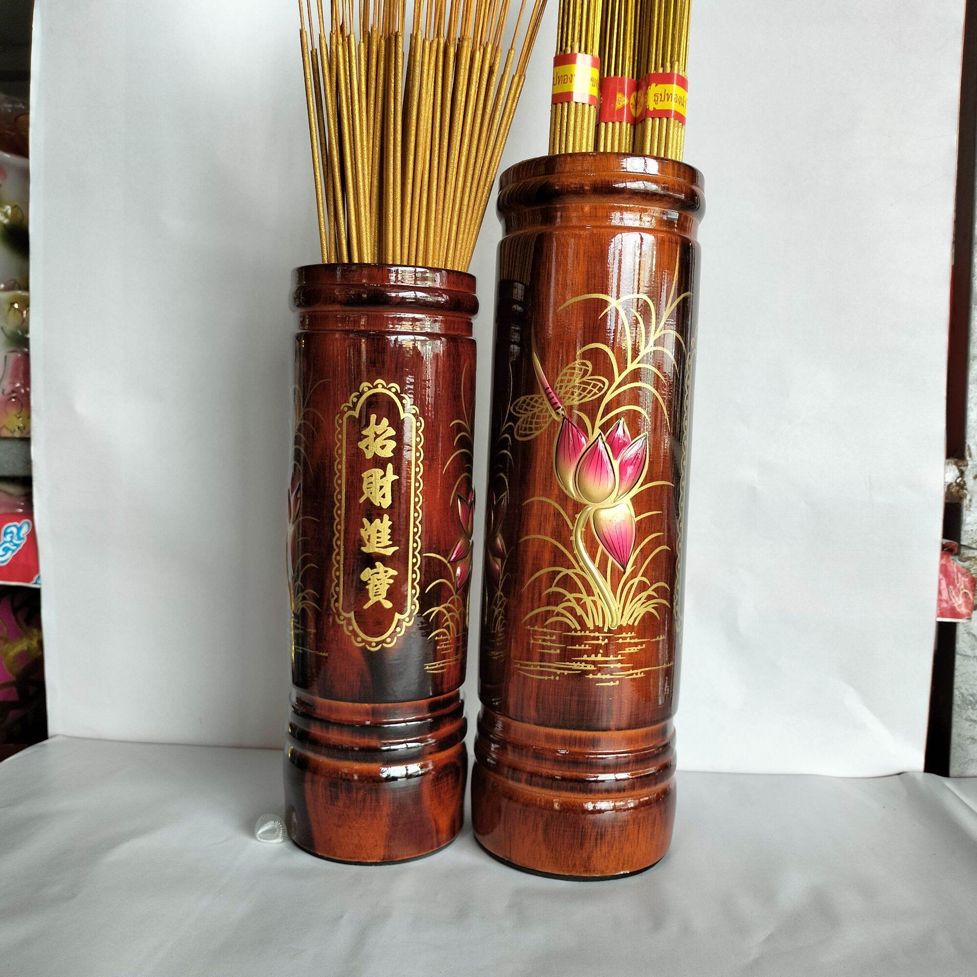 Ống đựng nhang bằng gỗ vẽ hoạ tiết/Ống nhang nhiều size