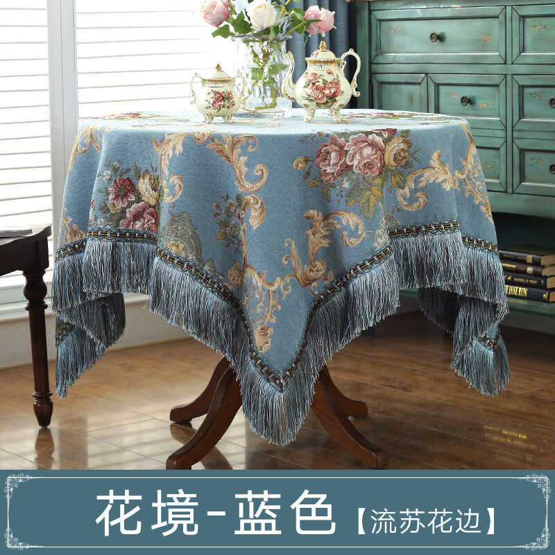 Khăn trải bàn ăn bàn trà khăn trải bàn bàn tròn sợi chenille phong cách bắc âu khăn bọc ghế khăn phủ tủ đầu giường vải lanh cotton hình vuông