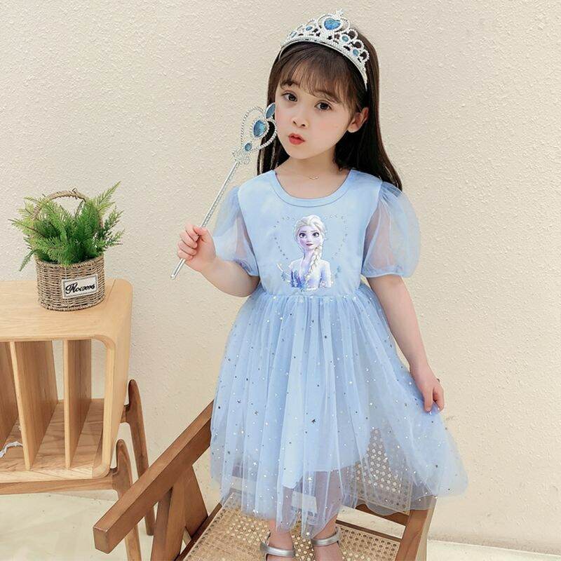 Váy cho bé gái, đầm công chúa hình elsa tùng ngôi sao