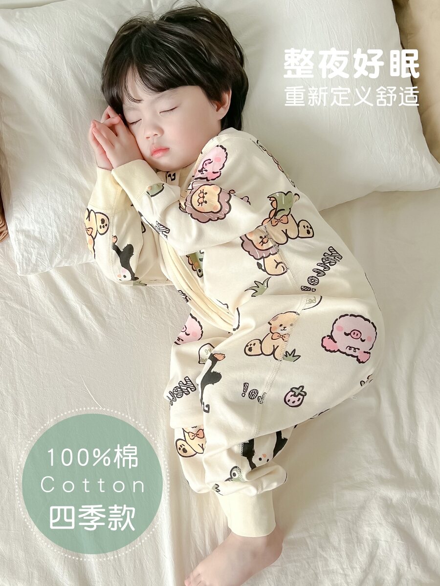 Túi Ngủ Trẻ Em Bằng Cotton Nguyên Chất Túi Ngủ Mùa Xuân Thu Đông Cho Bé Trai Bé Gái Túi Ngủ Chống Đá
