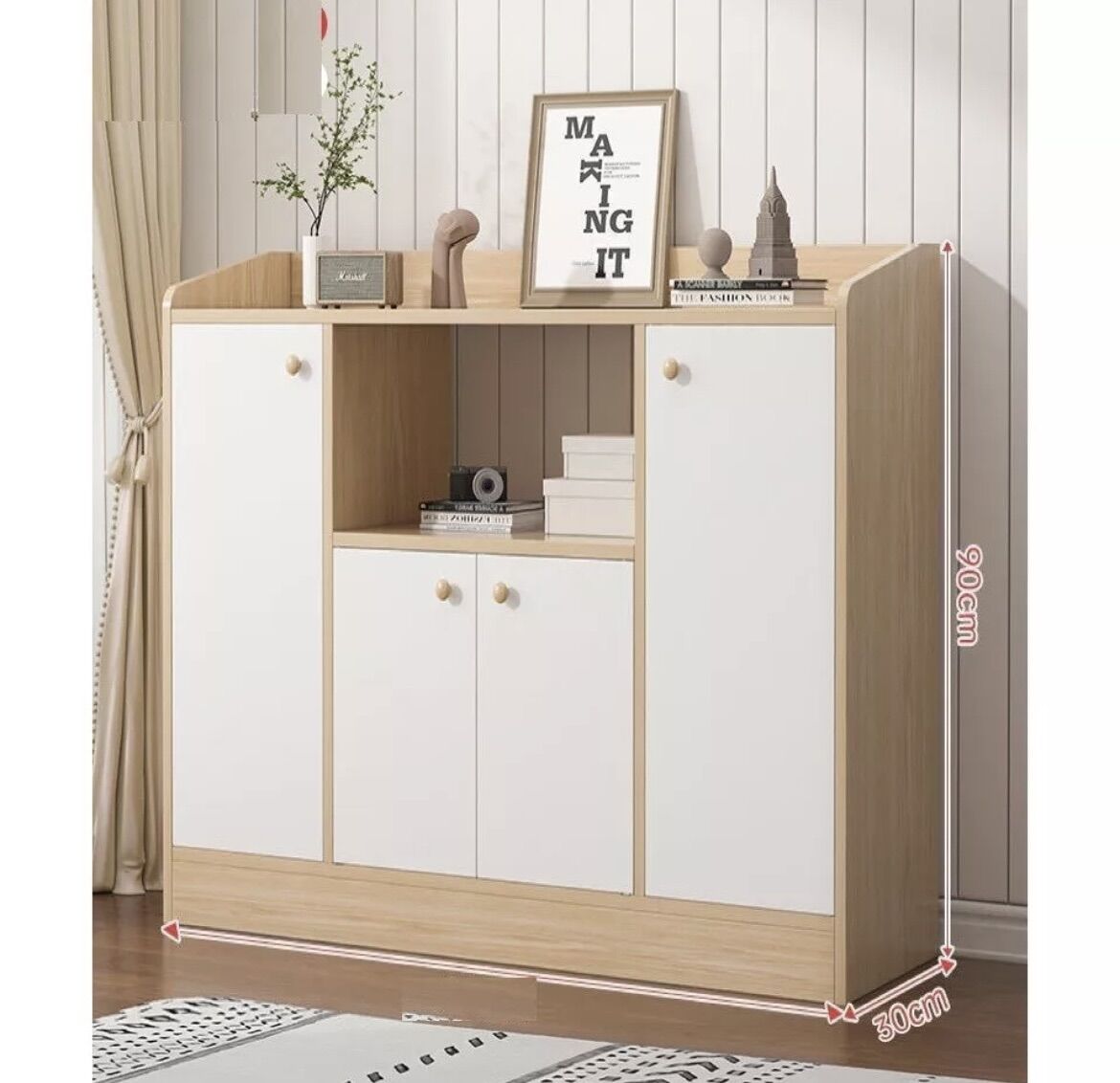 Tủ gỗ đựng đồ 4 cánh thông minh (90 x 30 x 90cm)- Tủ bếp 4 cánh