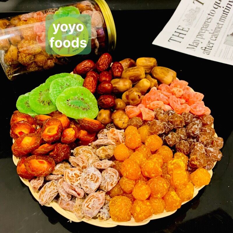 Ô mai Mix 8 vị nhập khẩu , kiwi, đào chẻ , đào hồng , mơ sữa , mận thái , mơ nho, táo đỏ , chà là yoyo