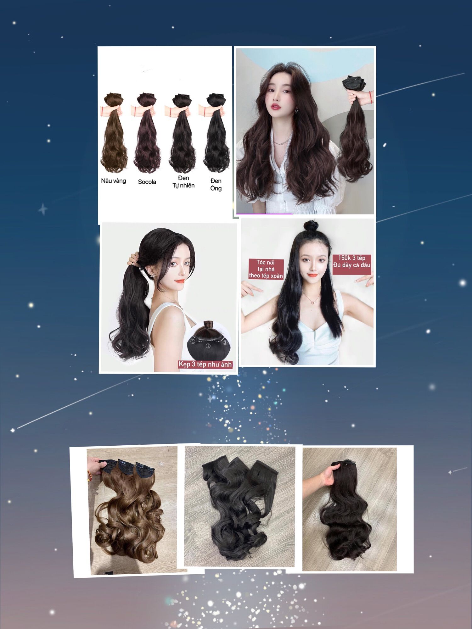 Tóc giả dạng kẹp phím