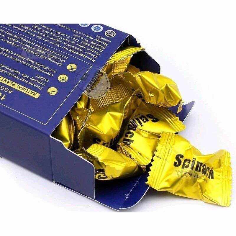 Hộp 30 viên kẹo hồng sâm SPINACH cao cấp _ cực mạnh