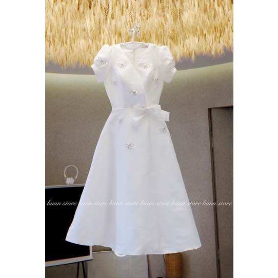🌸 Đầm Trắng gắn nơ hàng mới đủ size Mẹ & Bé (có bán lẻ)