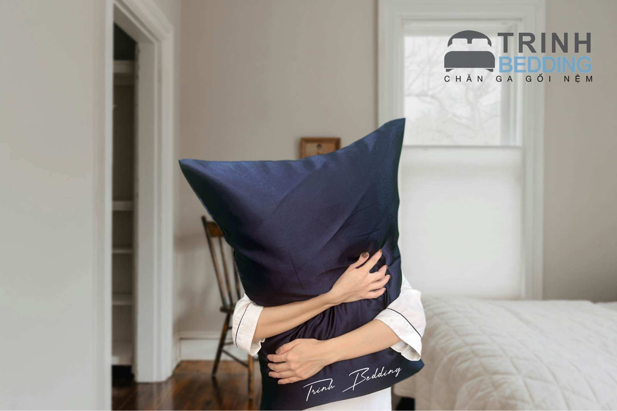 Vỏ Gối Nằm Phi Lụa lạnh Basic 40x60CM. Mát mịn ít bám bụi Trinh Bedding