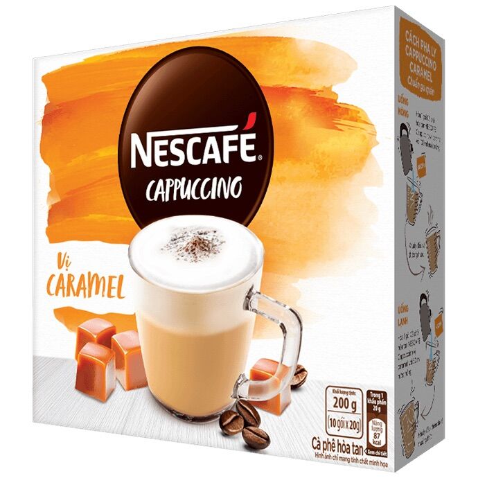 (CARAMEL) 1 Hộp NESCAFÉ Cappuccino vị Caramel (10 gói)