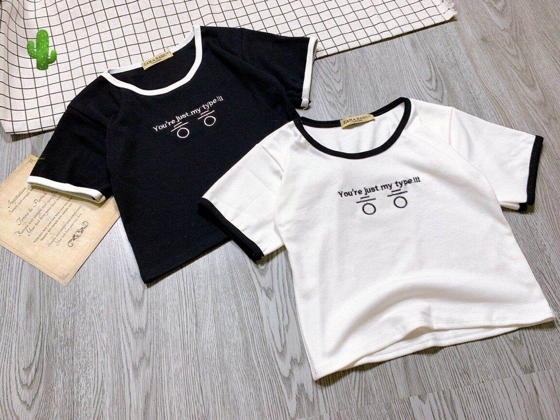 ÁO CROP TOP CHỮ HÀN XINH