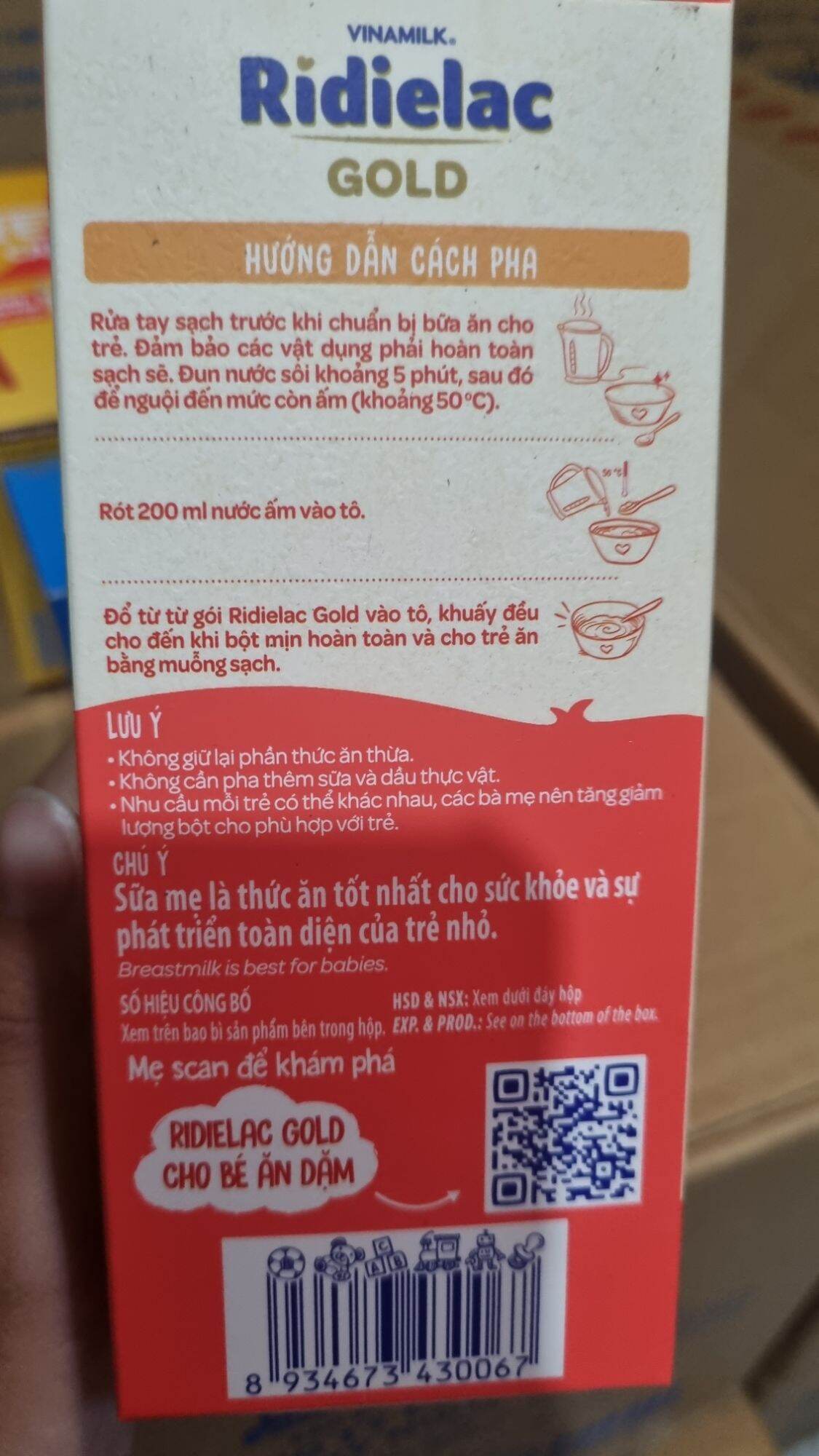 Bột ăn dặm RIDIELAC GOLD 4 gói vị mặn (hộp giấy 200g)