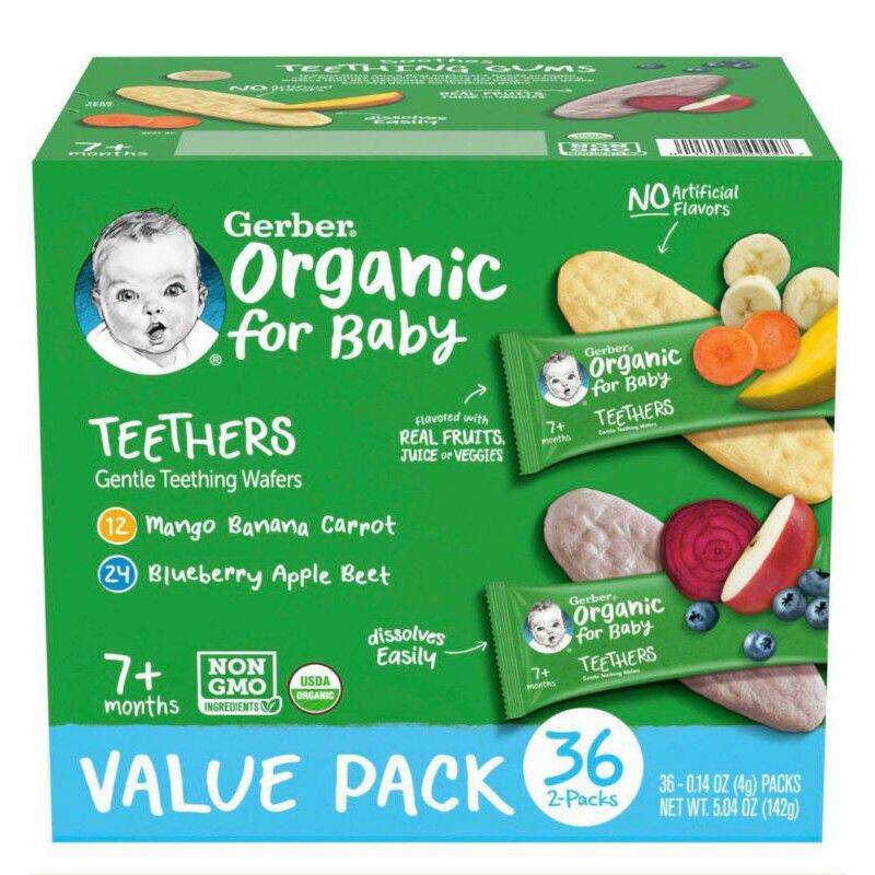 Nhập Mỹ - Date 07 2023 Bánh gạo ăn dặm Organic Gerber Teether 36 gói