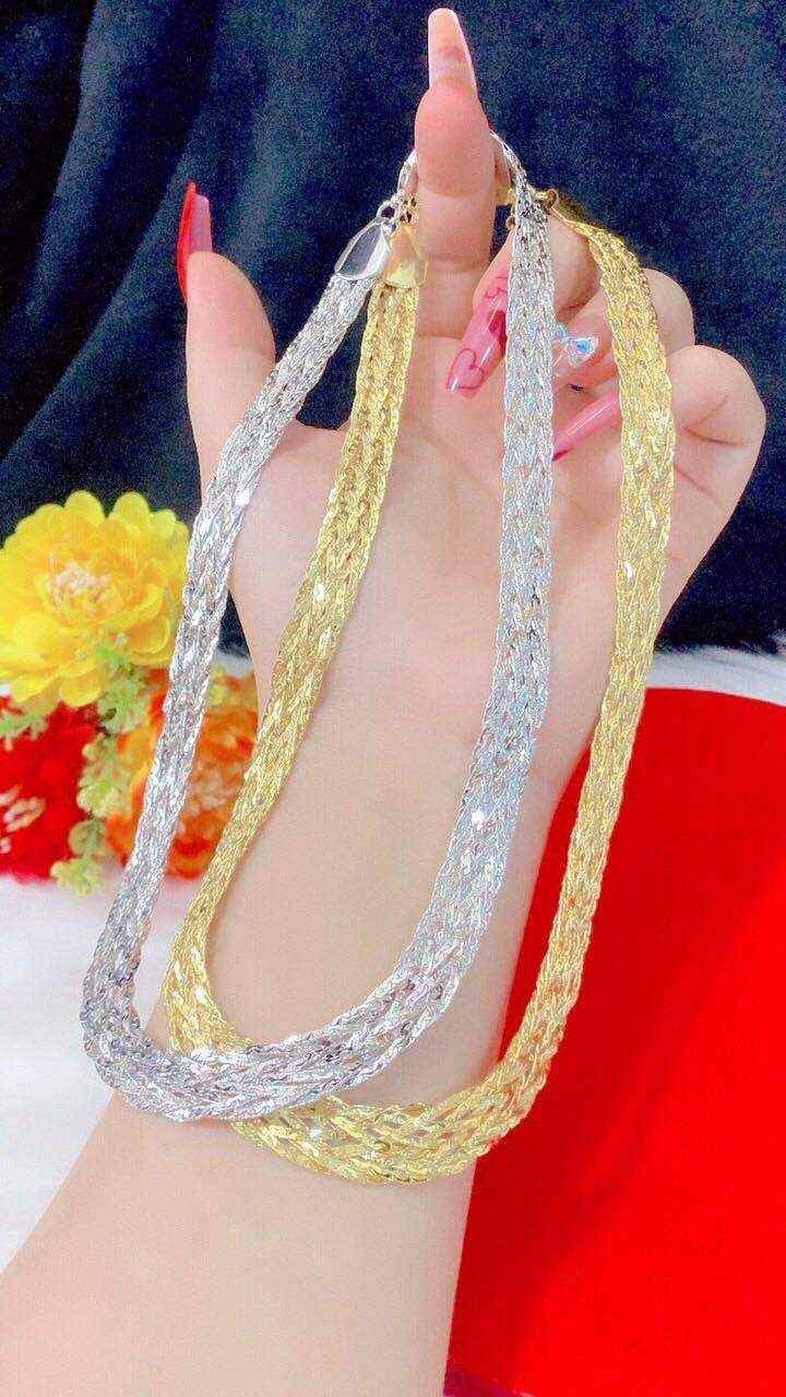 Dây chuyền kiểu bính lớn mạ vàng 18k pha bạc cực đẹp