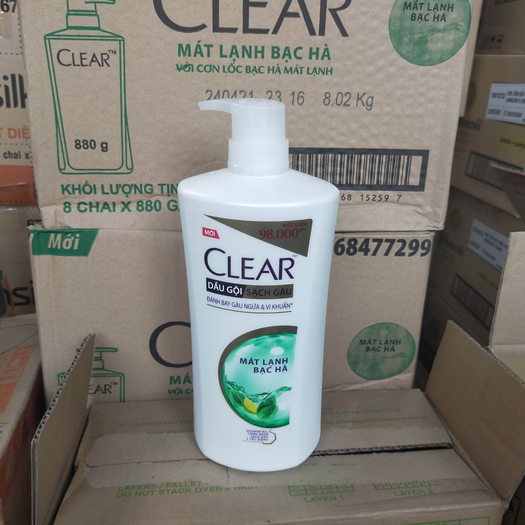 [Hcm]Dầu Gội Đầu Clear Bạc Hà Sẽ 880G