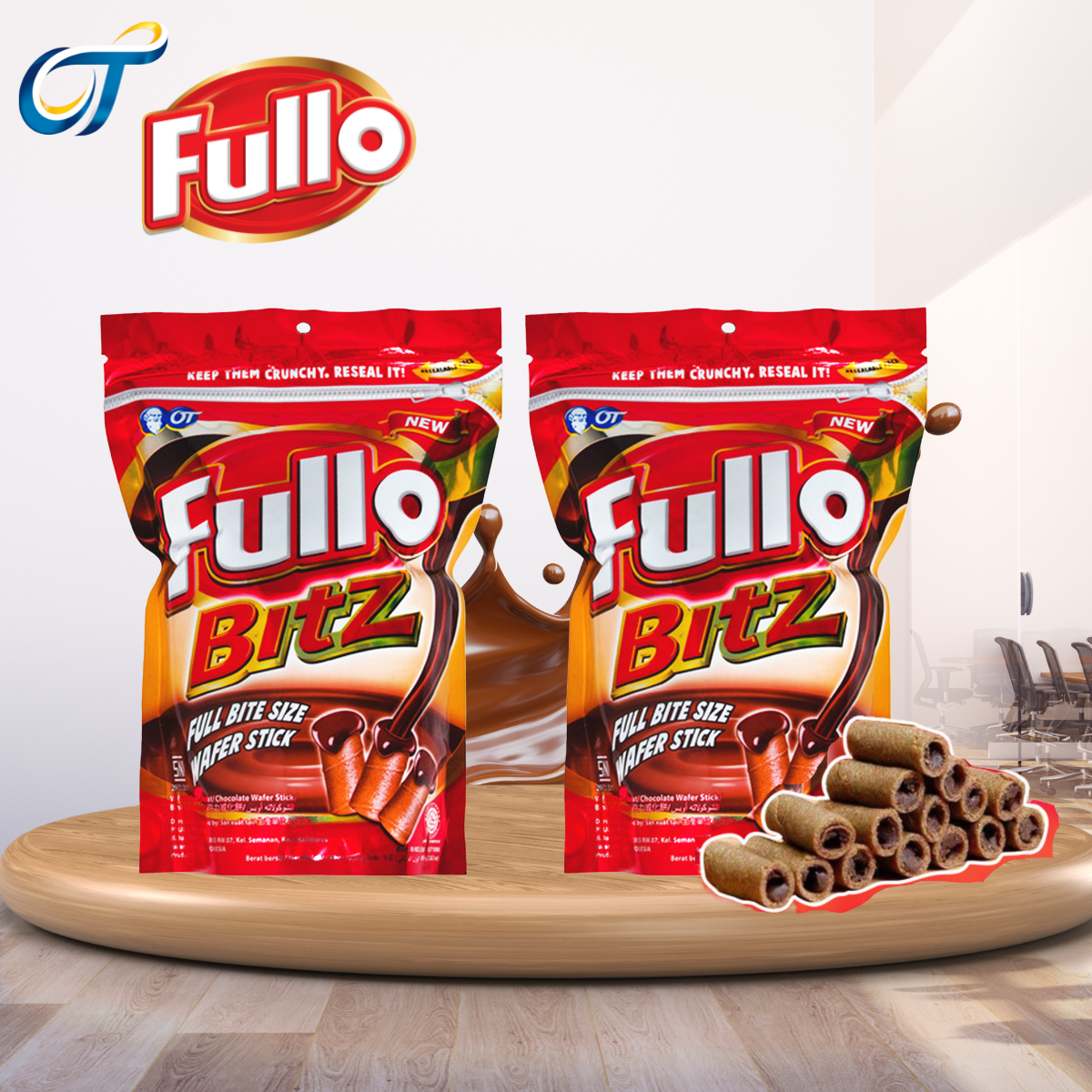 Combo 2 gói Bánh quế Fullo Bitz Sôcôla 80gr (Gói Zip tiện lợi) date 2/2025